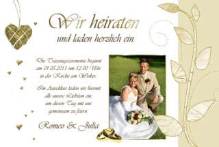 20 Einladung Einladungskarten Hochzeit (Postkarten)  