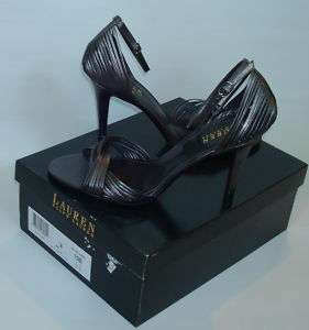 RALPH LAUREN Womens Shoes GRAY Kidskin Heels Strappy 10 NEW  