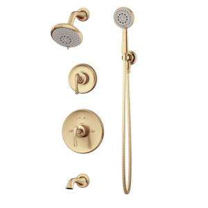   Handle 3 Spray Tuband Shower Faucet with Hand Shower in Brushed Bronze