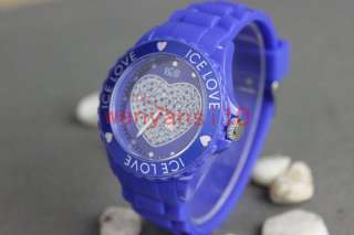   With Calendar Love Heart Diamond Dial Quartz Unisex Casual Wrist Watch