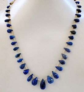100 CT FACETED LAPIS GEMSTONE DROPS STRAND NECKLACE BEA  