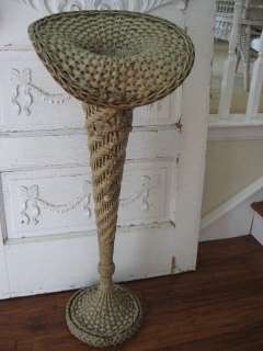   TALL Old GESSO BARBOLA Details Wicker BASKET for PLANT or Fern  