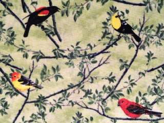 New Song Birds Fabric BTY Tree Branches Leaves Blue Animal  