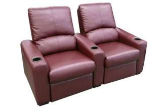 EROS Home Theater Seating 2 Burgundy Recliner Chairs  