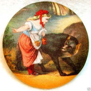 Little Red Riding Hood & Wolf Fabric Covered Button  