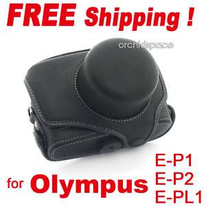 Leder Tasche Set f. Olympus Pen Micro 4/3 E PL1 Schwarz  