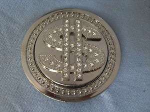 SPINNING SILVER GOLD AMERICAN DOLLAR $ SIGN BELT BUCKLE  