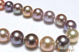   11 12MM GENUINE SOUTH SEA WHITE GOLD PINK LAVENDER PEARL NECKLACE 14K