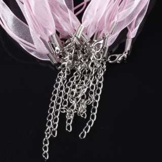 10X Voile Ribbon Cord Clasp Chain Necklace Fit Pendant  