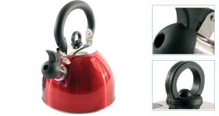 NEW 2.5L S/STEEL WHISTLING KETTLE CAMPING FISHIING RED  