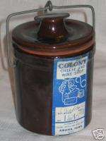 1979 Cheese Pottery Crock Amana Iowa wire Latch Rubber  