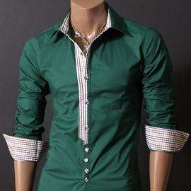 Camicia verde polsini bicolor M  
