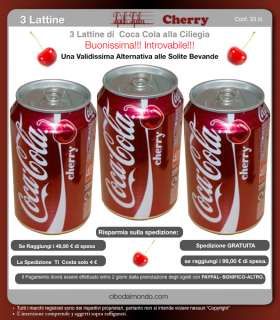 COCA COLA CHERRY   Coca Cola alla CILIEGIA (3 Lattine da 33 cl 