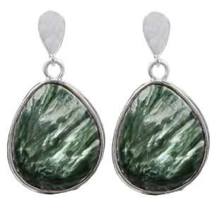  Seraphinite Sterling Silver Round Earrings Ian and Valeri 