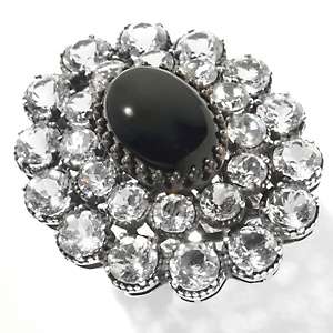 Yours by Loren Black Onyx and White Topaz Sterling Silver Statement 