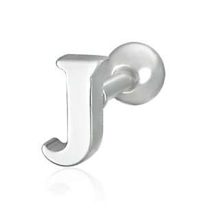   Steel Jewellery Shop   Alphabet Initial J Barbell Ear Plugs (pair