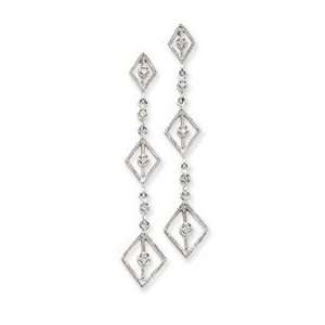 14k White Gold Diamond Drop Earrings Jewelry