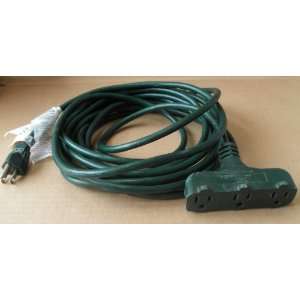  22ft Outdoor Extension Power Cord   Triple Tap   Green 