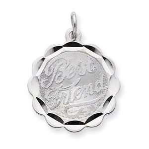  Sterling Silver Best Friend Disc Charm QC2336 Jewelry