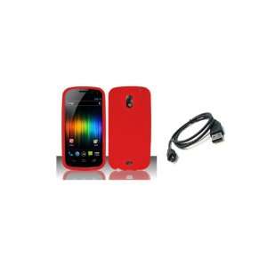   Red Silicone Soft Skin Case Cover + Micro USB Data Cable + FREE