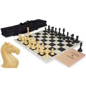   ProTourney Plastic Chess Set Kit Black & Camel   Black Toys & Games