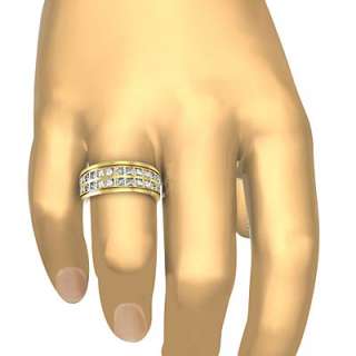 3ct Diamond Ring Men Bezel Wedding Band 18k Y Gold s10  