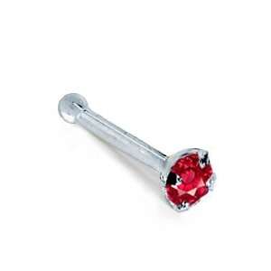   Ruby (July)   950 Platinum Nose Ring Bone / Stud  16 Gauge Jewelry