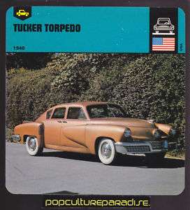 1948 TUCKER TORPEDO Car Picture 1978 AUTO RALLY CARD  