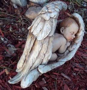 Sleeping Baby in Angel Wings~Garden Statue~14 Long~NEW  