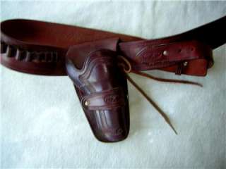 Western Style Brown Leather Ammo Rig Belt & Holster Revolver Pistol 