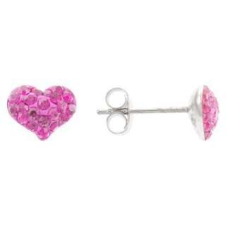 8mm Crystal Puff Heart Earrings   Pink.Opens in a new window