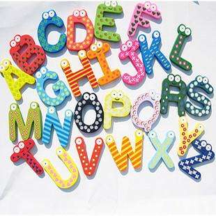 Kids Wooden Toy Teaching Alphabet Fridge Magnetic Magnet Set 26 