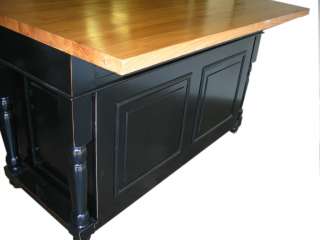   Kitchen Island with butcher block Top Trash/Roll out trays  