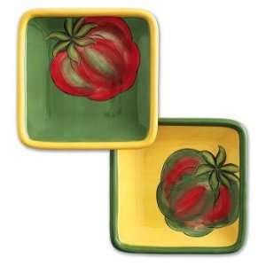   Handpainted Tomato Appetizer Plates, set of 4