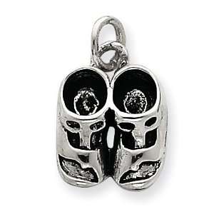  Sterling Silver Antiqued Baby Shoes Charm: Jewelry