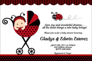 Ladybug Baby Shower Invitations Set of 15 w/ envelopes  