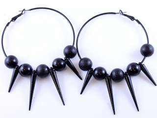 BasketBall Wives Inspired Black Earrings with Spikes and Circles 