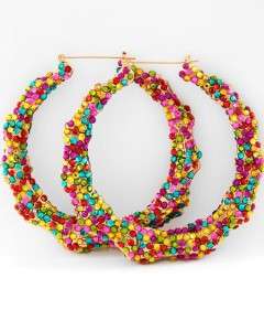  Rainbow Candyland Bamboo Gold Hoop Earrings Basketball Wives POPARAZZI