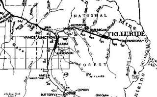Rio Grande Southern Railroad System Map 1890 ~ 1953  