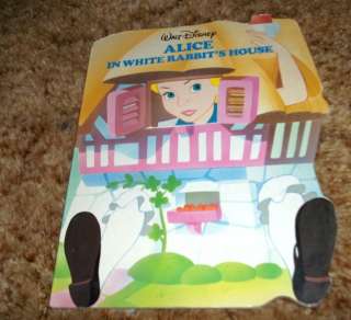   1988 Large Walt Disney Board Book Alice In White Rabbits House  