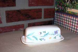 PFALTZGRAFF USA TEAL FLOWERED COVERED BUTTER DISH  