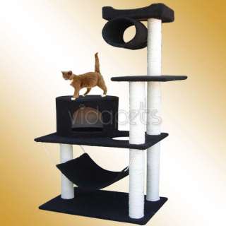 58 Black Cat Tree House Condo Scratcher Furniture  