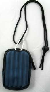 BLUE GREEN CAMERA POUCH PHONE CASE STRIPES FITTED ADJUST NECK STRAP 