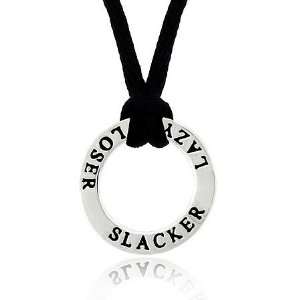   Slacker Word Talk Eternity round Circle Black Silk Pendant Necklace