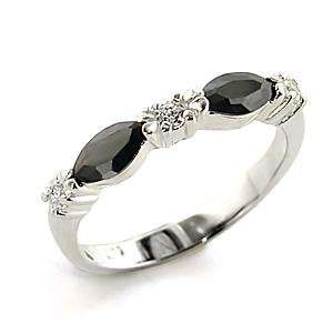    Sterling Silver Marquise Cut Black Onyx CZ Band/Ring: Jewelry
