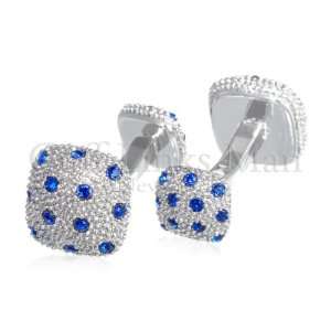    Sapphire Blue Tear Drop CZ Crystal Cuff Links CL 0015 Jewelry