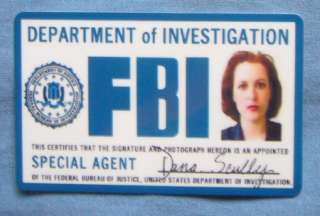 FBI id Card X Files Dana Scully Movie Prop Cards Badge  