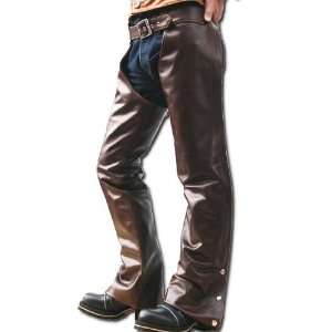  Mens Leather Motorcycle Chaps Brown (Large) Automotive