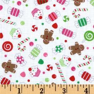  44 Wide Christmas Candy Sweets White Multi/White Fabric 