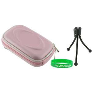  EVA Hard Shell Carrying Case (Pink) and Spider Tripod for Canon 
